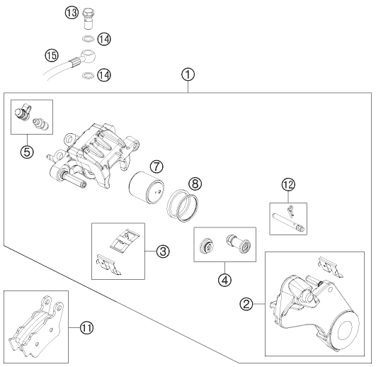 Explosionsgrafik BREMSZANGE HINTEN