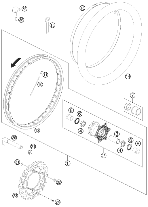 Explosionsgrafik VORDERRAD