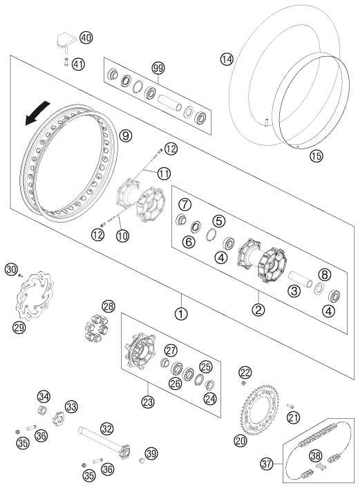 Explosionsgrafik HINTERRAD