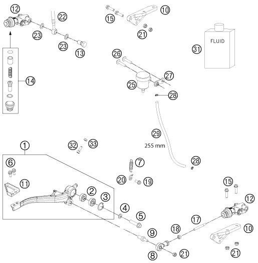 Explosionsgrafik BETÄTIGUNG HINTERBREMSE