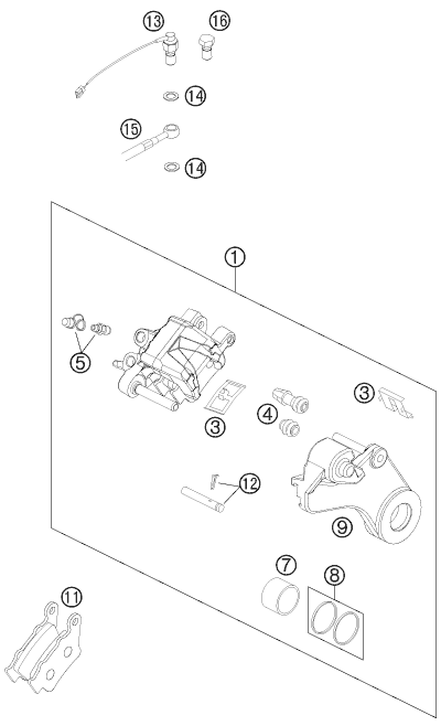 Explosionsgrafik BREMSZANGE HINTEN