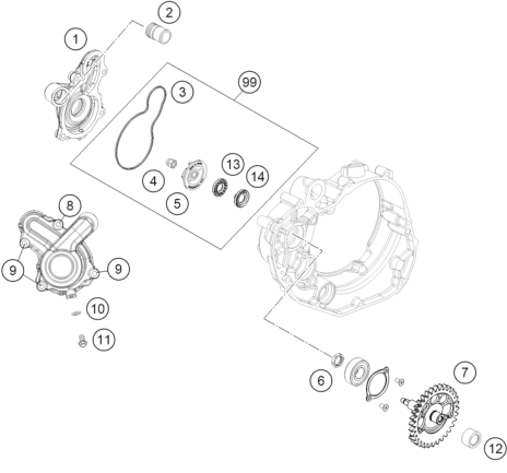 Explosionsgrafik WASSERPUMPE
