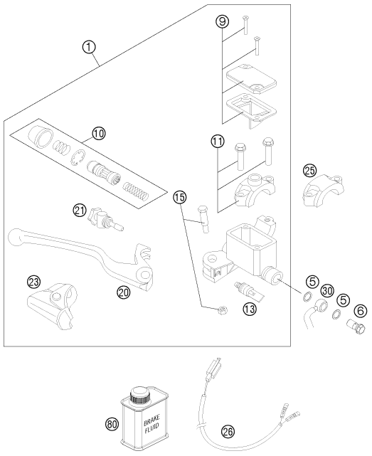 Explosionsgrafik BETÄTIGUNG VORDERBREMSE