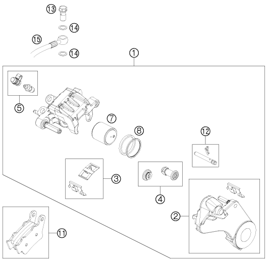 Explosionsgrafik BREMSZANGE HINTEN