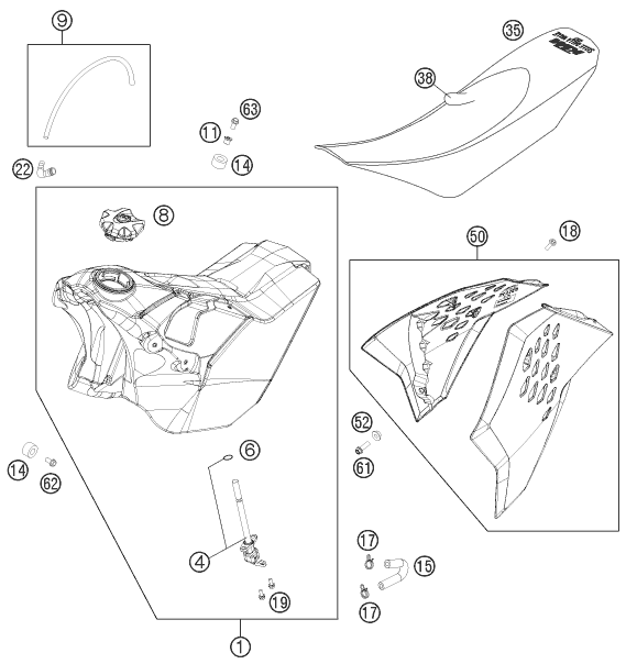 Explosionsgrafik TANK, SITZBANK