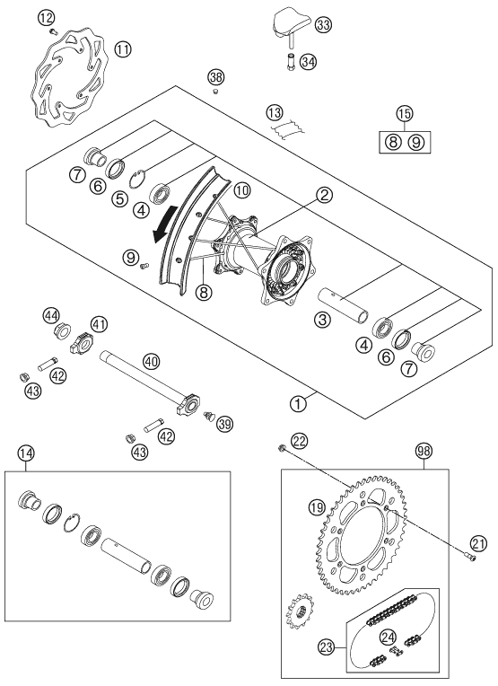 Explosionsgrafik HINTERRAD