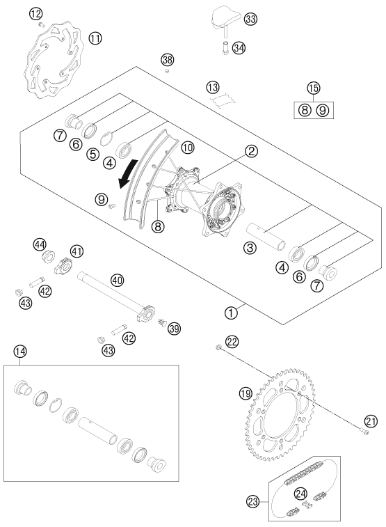 Explosionsgrafik HINTERRAD