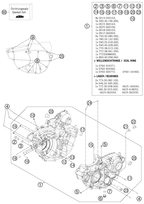 Explosionsgrafik MOTORGEHÄUSE