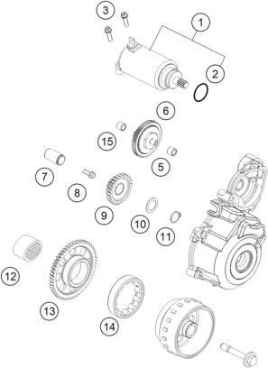 Explosionszeichnung der Baugruppe ELEKTROSTARTER, Position 6 ist markiert