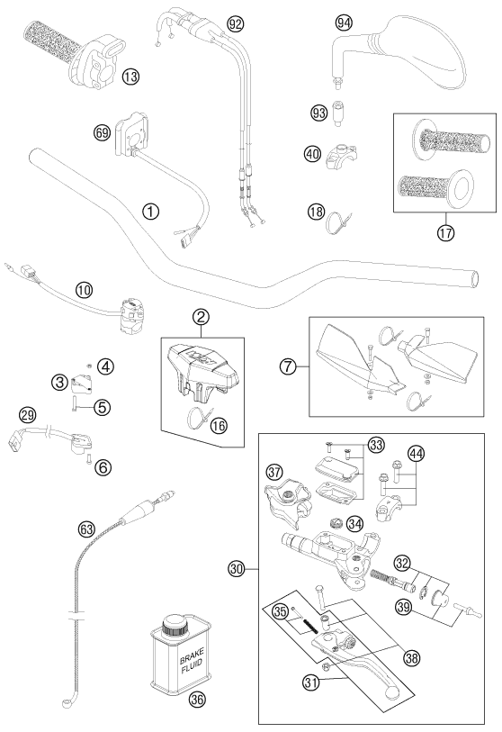 Explosionszeichnung der Baugruppe LENKER, ARMATUREN, Position 92 ist markiert