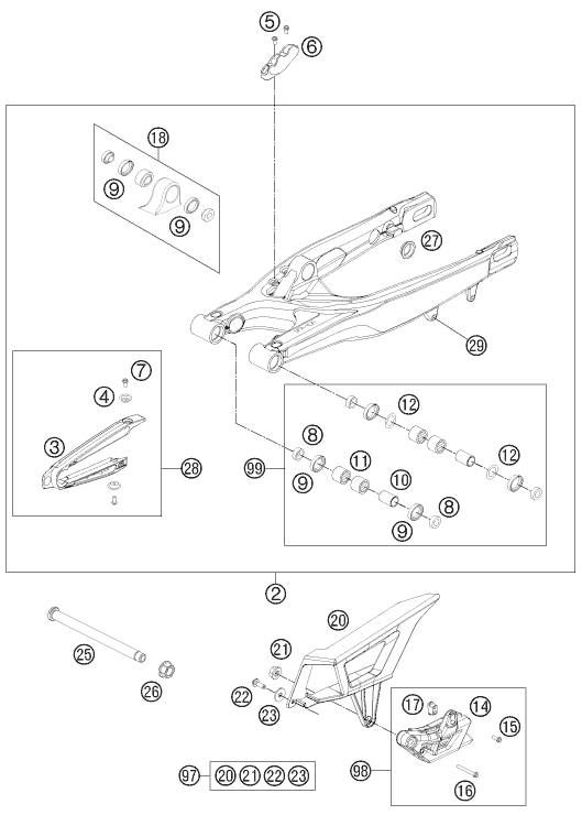 Explosionsgrafik SCHWINGARM