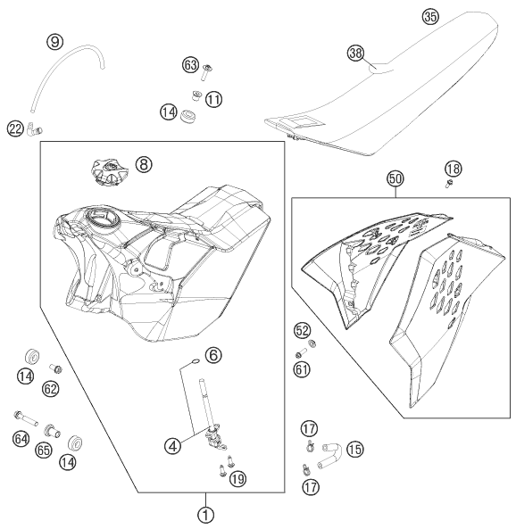Explosionsgrafik TANK, SITZBANK