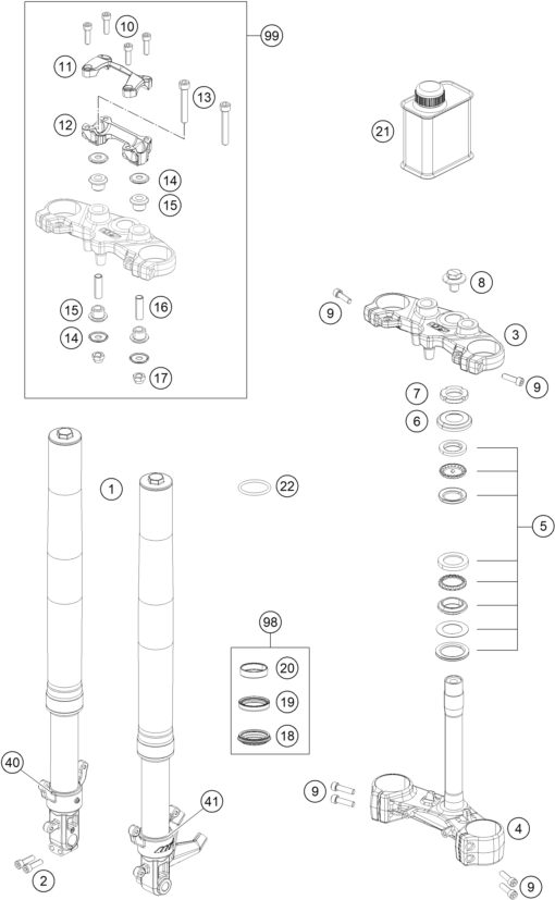 Explosionsgrafik TELEGABEL, GABELBRÜCKE