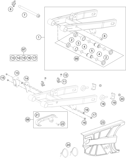 Explosionsgrafik SCHWINGARM