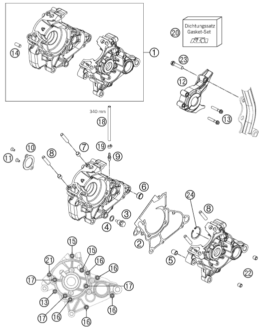 Explosionsgrafik MOTORGEHÄUSE