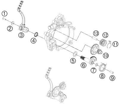 Explosionszeichnung der Baugruppe KICKSTARTER, Position 12 ist markiert