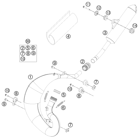 Explosionsgrafik AUSPUFFANLAGE