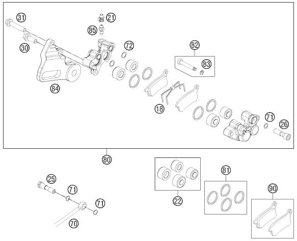 Explosionsgrafik BREMSZANGE HINTEN