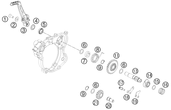 Explosionszeichnung der Baugruppe KICKSTARTER, Position 3 ist markiert