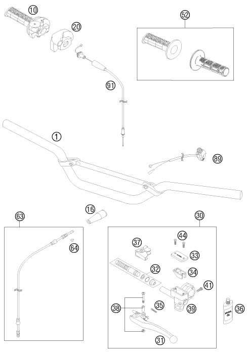 Explosionszeichnung der Baugruppe LENKER, ARMATUREN, Position 1 ist markiert