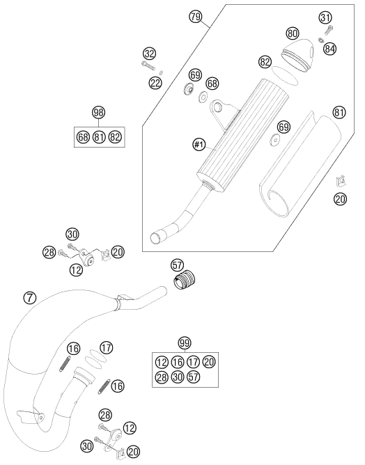 Explosionsgrafik AUSPUFFANLAGE