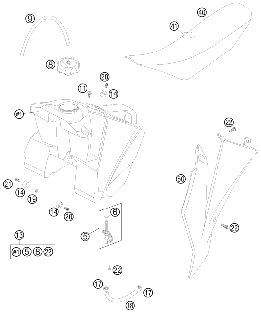 Explosionsgrafik TANK, SITZBANK