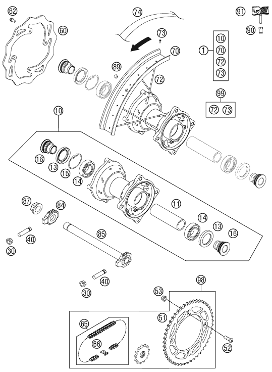 Explosionsgrafik HINTERRAD