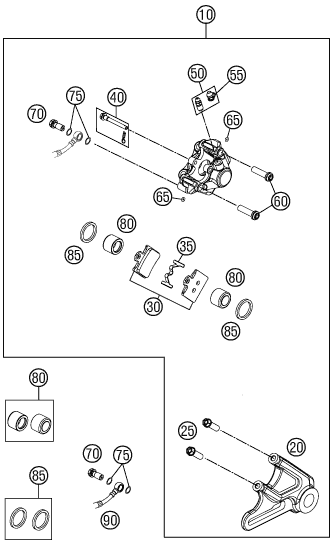 Explosionsgrafik BREMSZANGE HINTEN