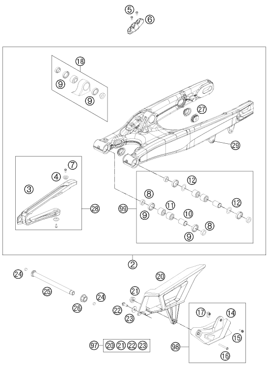 Explosionsgrafik SCHWINGARM