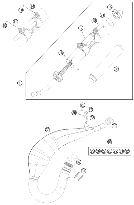 Explosionsgrafik AUSPUFFANLAGE