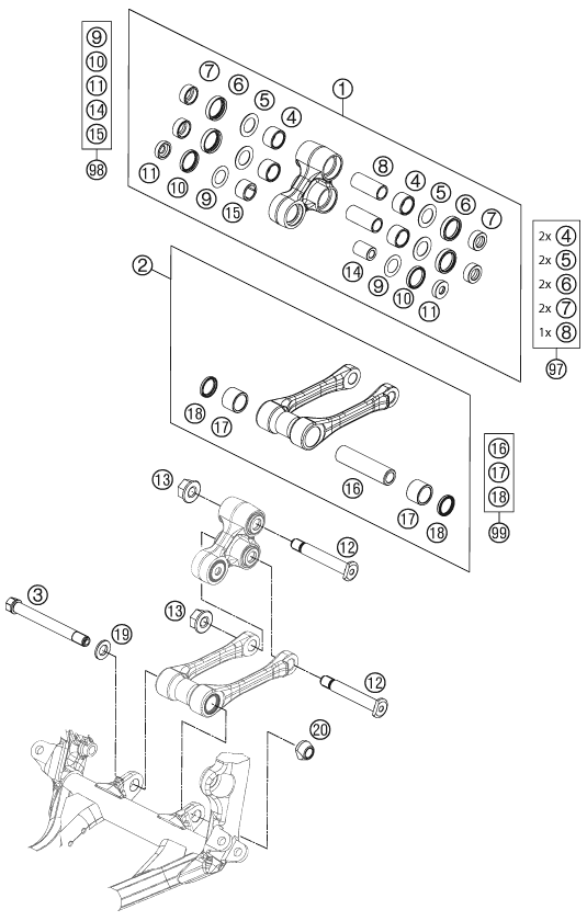 Explosionsgrafik PRO LEVER ANLENKUNG