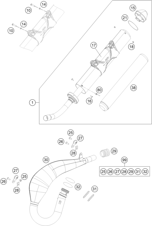 Explosionsgrafik AUSPUFFANLAGE