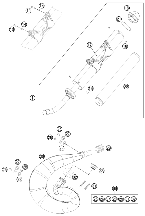 Explosionsgrafik AUSPUFFANLAGE