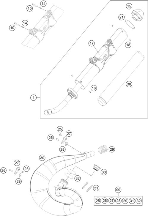 Explosionsgrafik AUSPUFFANLAGE