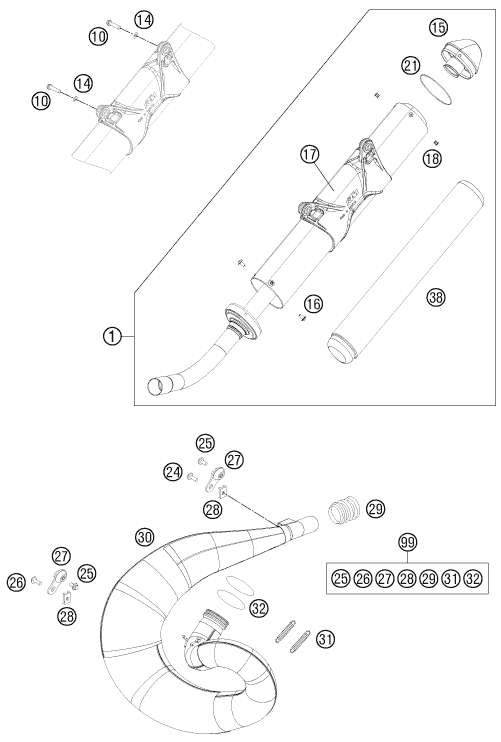 Explosionsgrafik AUSPUFFANLAGE