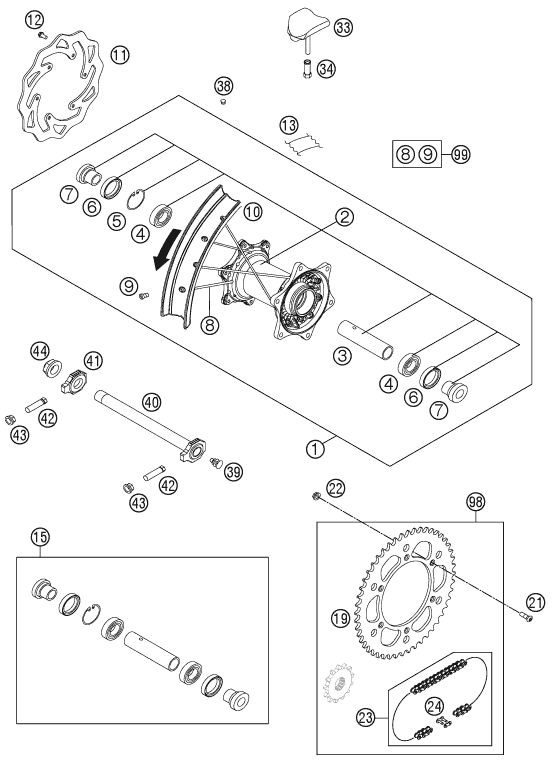 Explosionsgrafik HINTERRAD