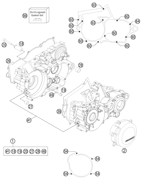 Explosionsgrafik MOTORGEHÄUSE