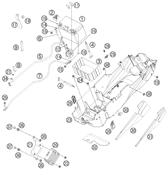 Explosionsgrafik BATTERIE