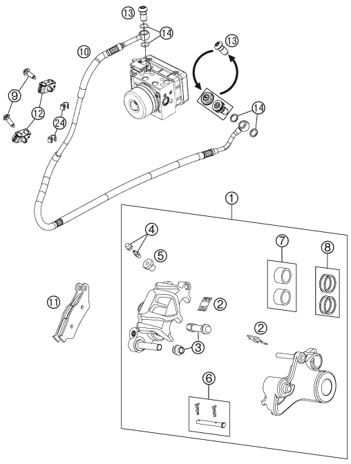 Explosionsgrafik BREMSZANGE HINTEN
