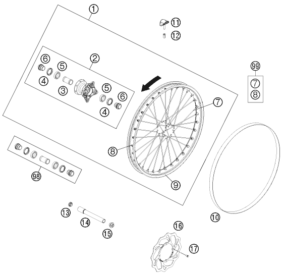 Explosionsgrafik VORDERRAD