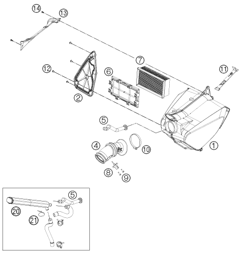 Explosionsgrafik LUFTFILTER