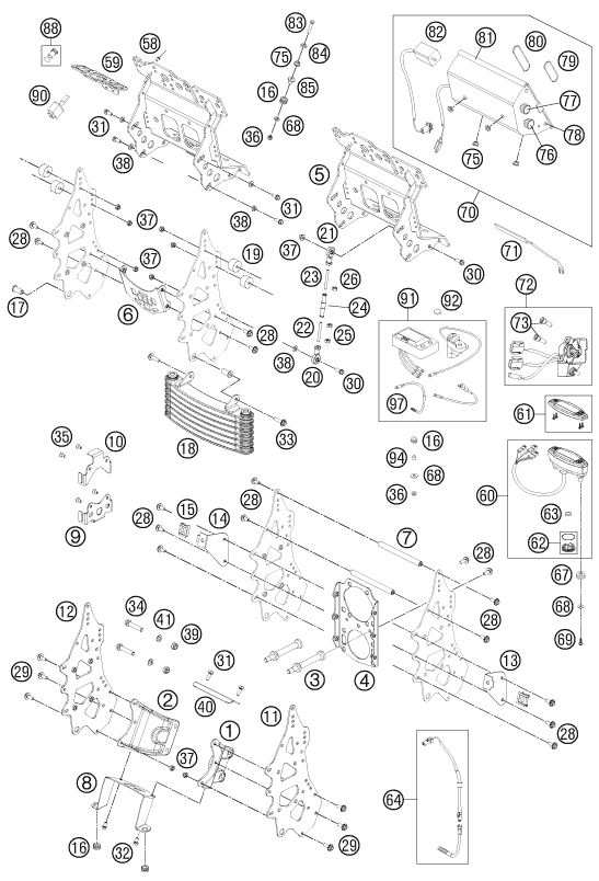 Explosionszeichnung der Baugruppe INSTRUMENTE / SCHLOSSSYSTEM, Position 5 ist markiert