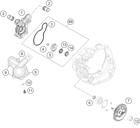 Explosionsgrafik WASSERPUMPE
