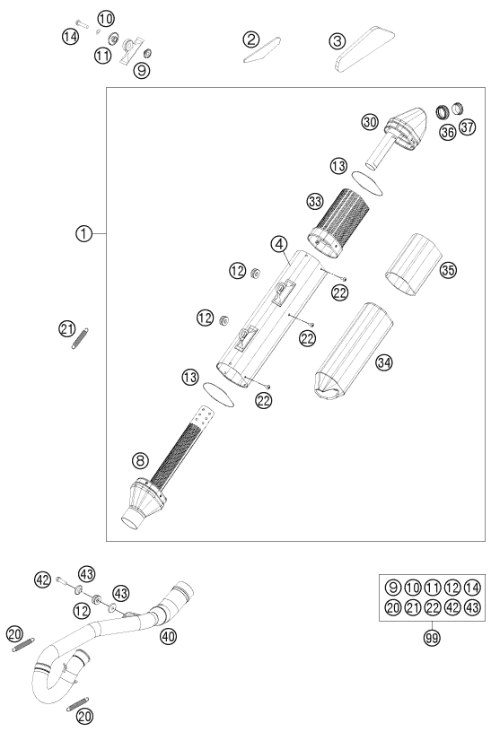 Explosionsgrafik AUSPUFFANLAGE