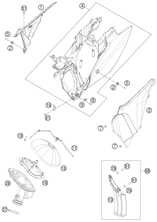 Explosionsgrafik LUFTFILTER