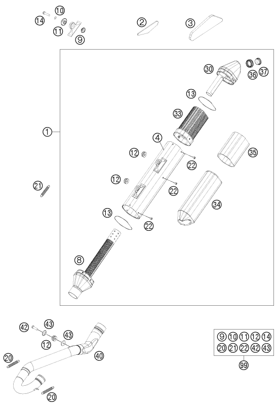 Explosionsgrafik AUSPUFFANLAGE
