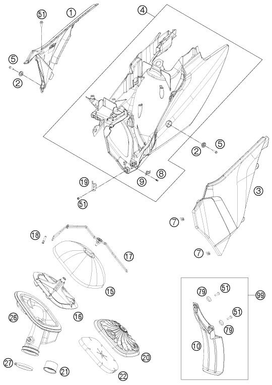 Explosionsgrafik LUFTFILTER
