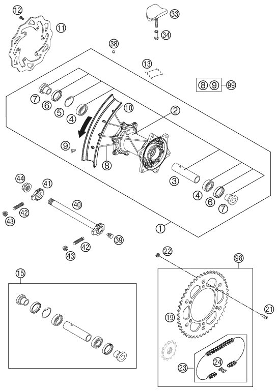 Explosionsgrafik HINTERRAD