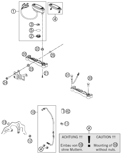 Explosionszeichnung der Baugruppe INSTRUMENTE / SCHLOSSSYSTEM, Position 33 ist markiert