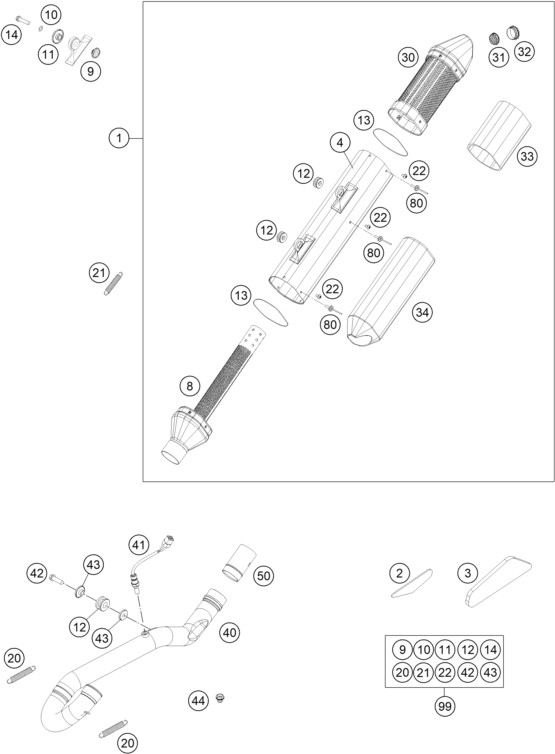 Explosionsgrafik AUSPUFFANLAGE